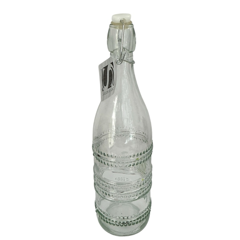 Stylesetter Clear Glass Beaded Dot Bottle with Swing Top Tight Seal Stopper - Picture 6 of 16